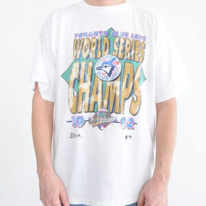 Vintage 92' Salem Toronto Blue Jays World  Series Champs 1992 White T-Shirt XL